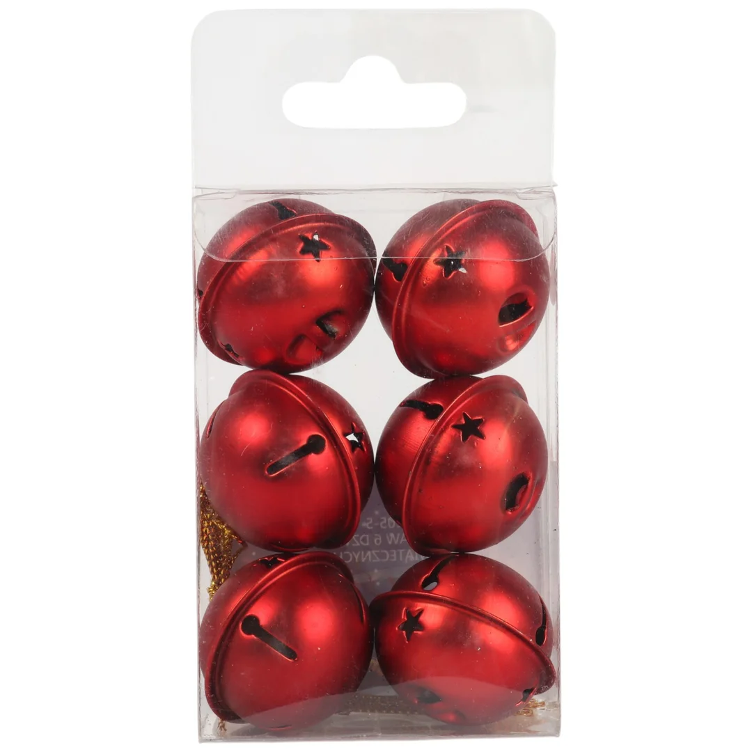 DZWONKI MIKOŁAJA 4 CM ZAWIESZKI CZERWONE METALOWE — zdjęcie 3