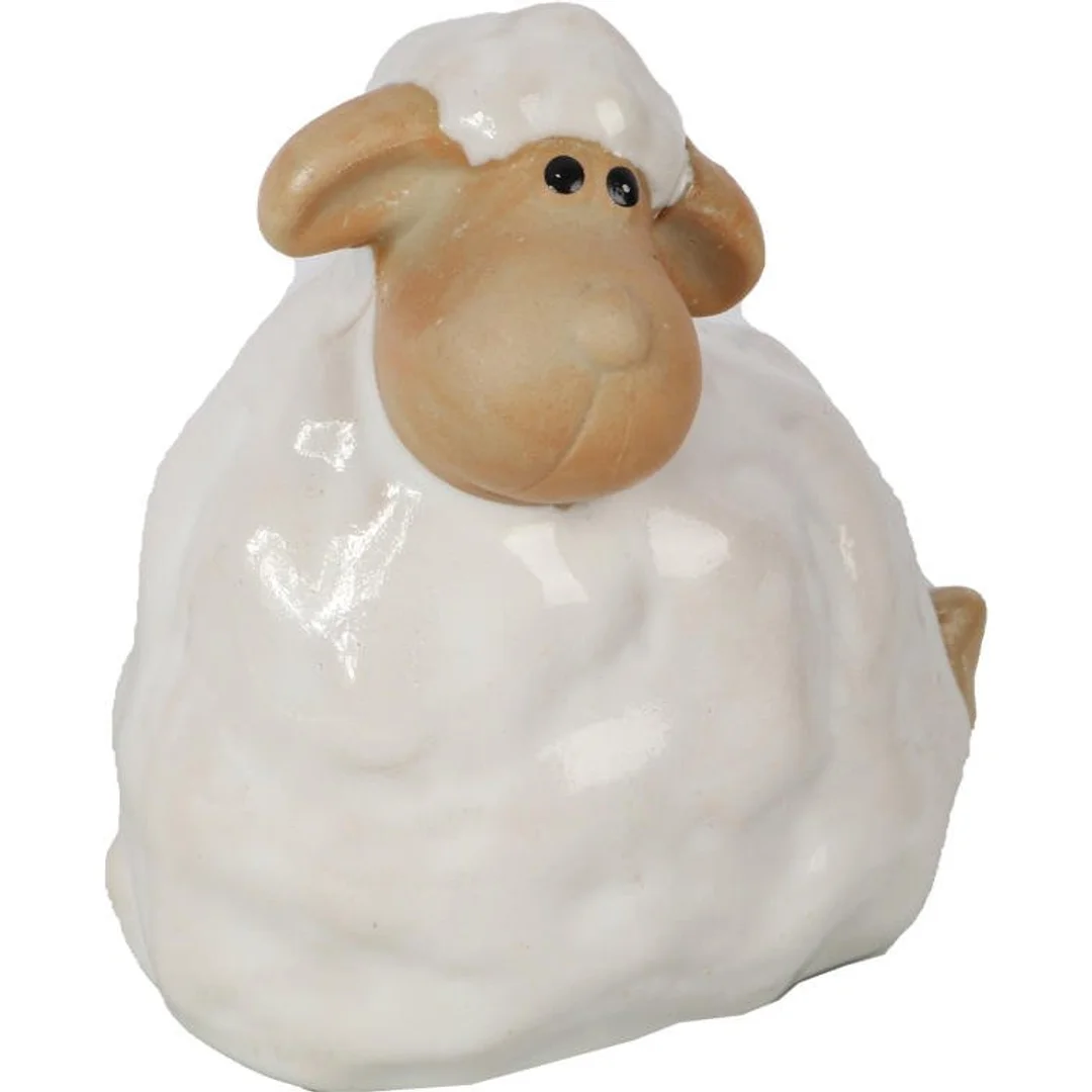 Elegancka Ceramiczna Figurka Wielkanocnego Baranka Biało-Kremowa. — zdjęcie 2