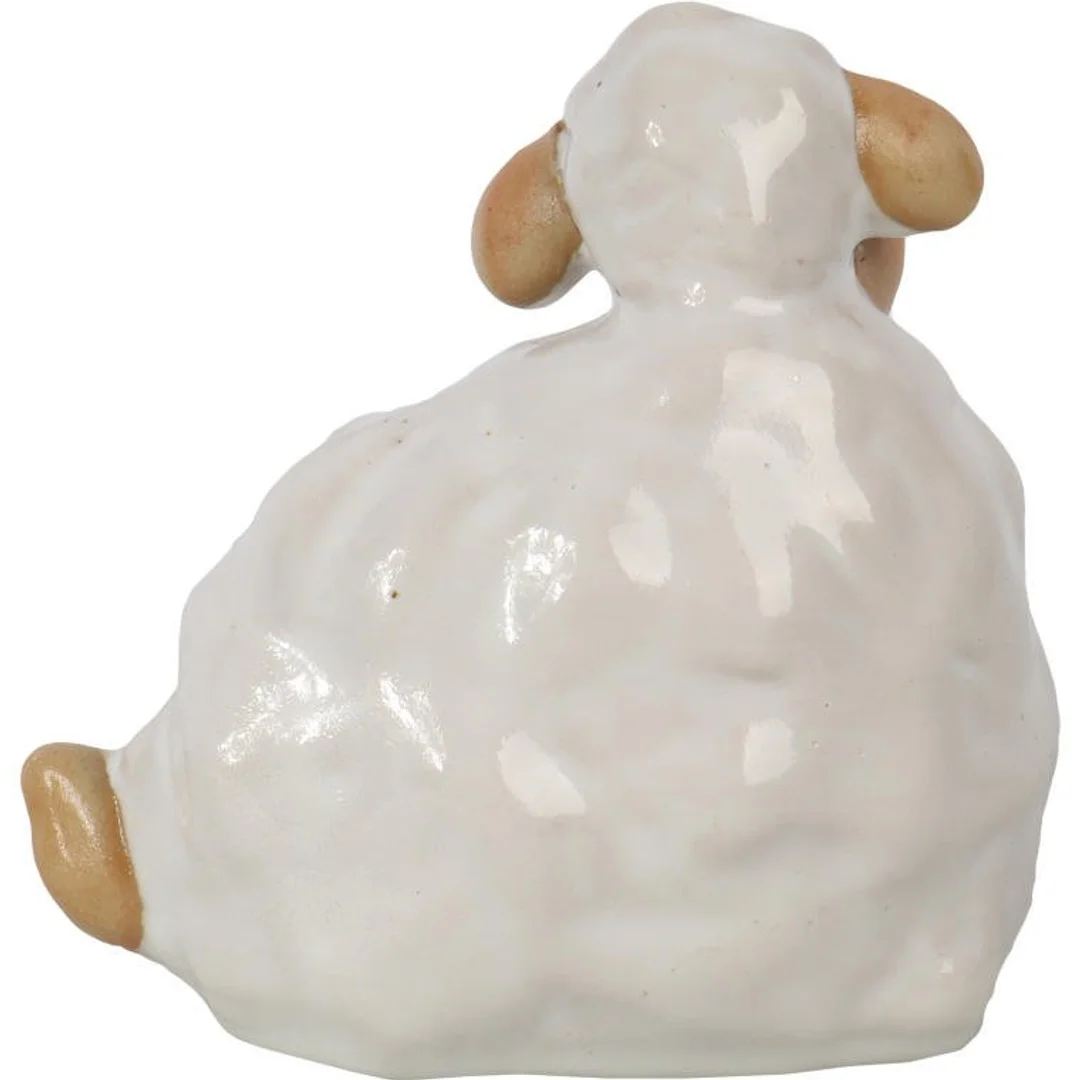 Elegancka Ceramiczna Figurka Wielkanocnego Baranka Biało-Kremowa. — zdjęcie 3