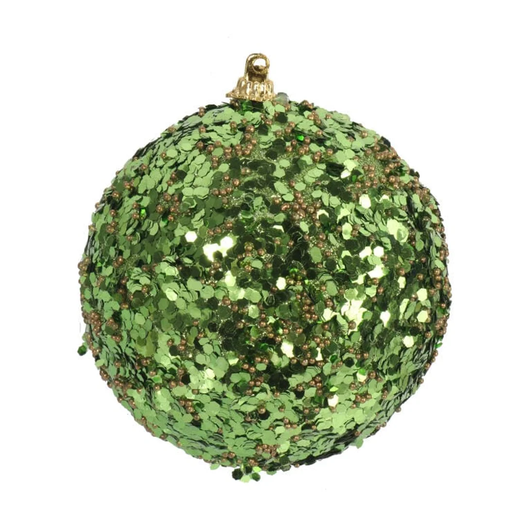 Eleganckie Bombki Styropianowe z Zielonym Brokatem 10 cm - Komplet 2 Sztuk — zdjęcie 2