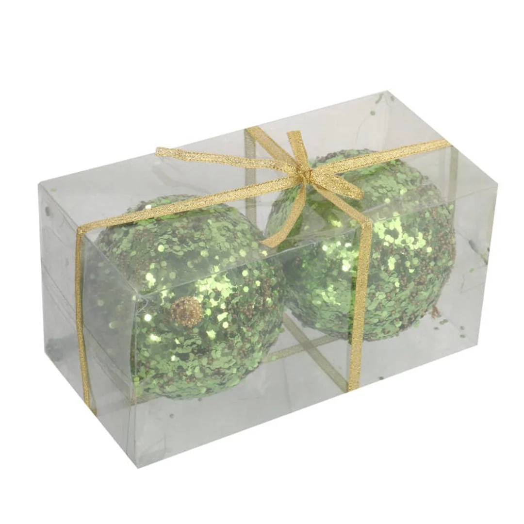 Eleganckie Bombki Styropianowe z Zielonym Brokatem 10 cm - Komplet 2 Sztuk — zdjęcie 5