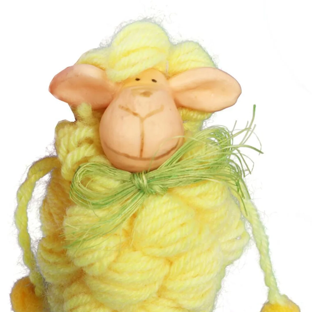 Figurka baranek z włóczki do posadzenia 18cm żółty — zdjęcie 2