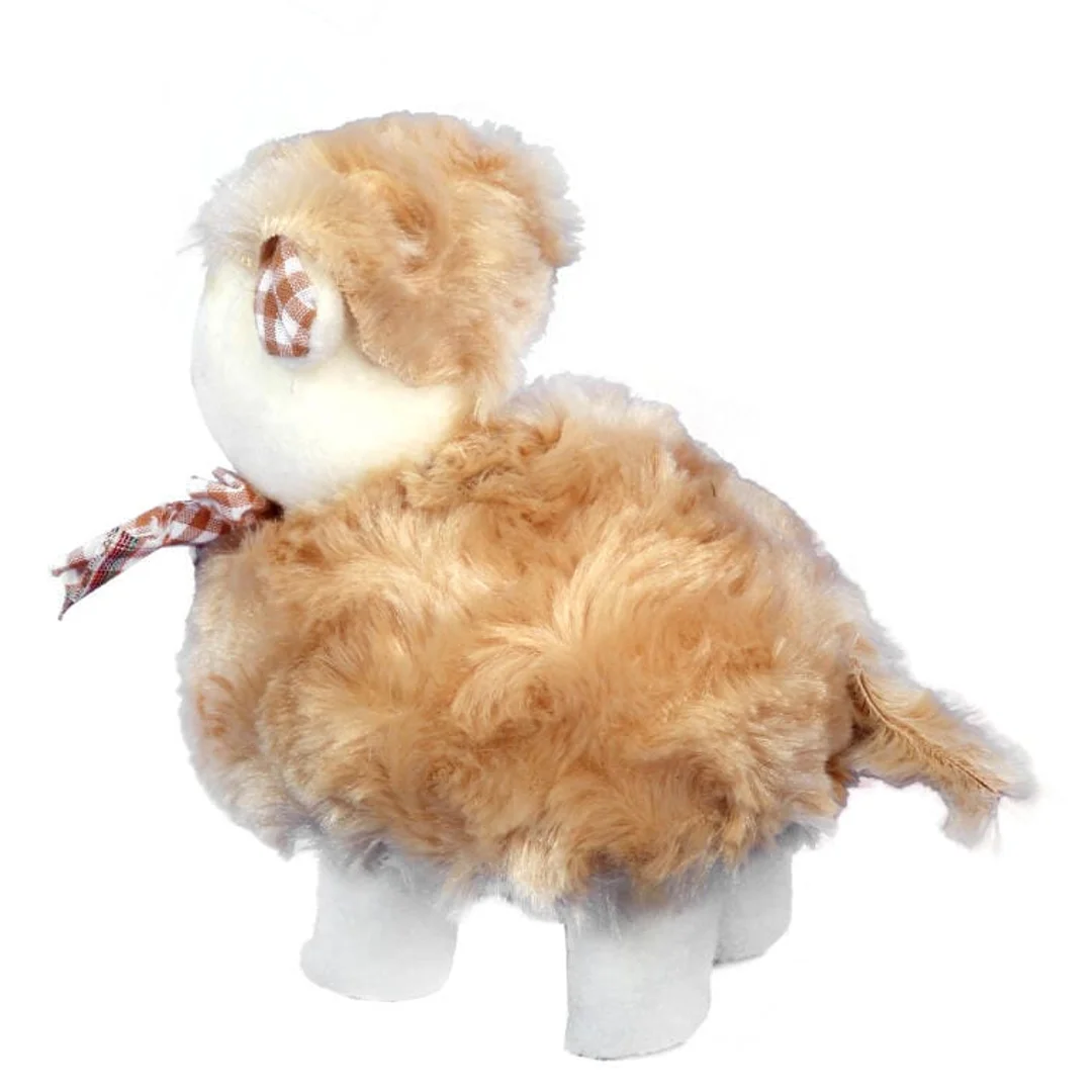 Figurka baranek ze wstążką w kratkę 14cm brązowy — zdjęcie 2