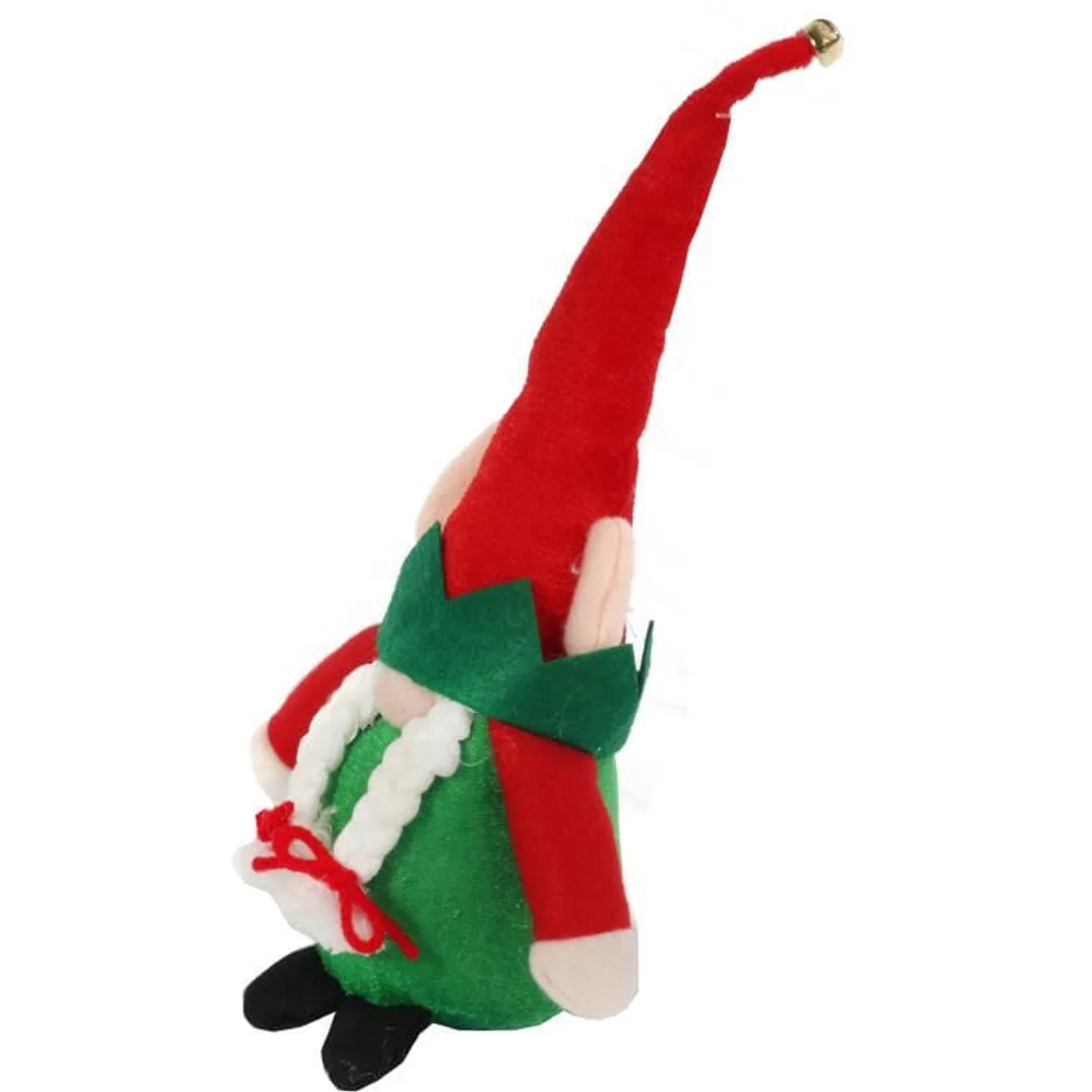 Figurka Bożonarodzeniowego Skrzata z Warkoczami i Dzwoneczkiem 25 cm Zielono-Czerwona — zdjęcie 2