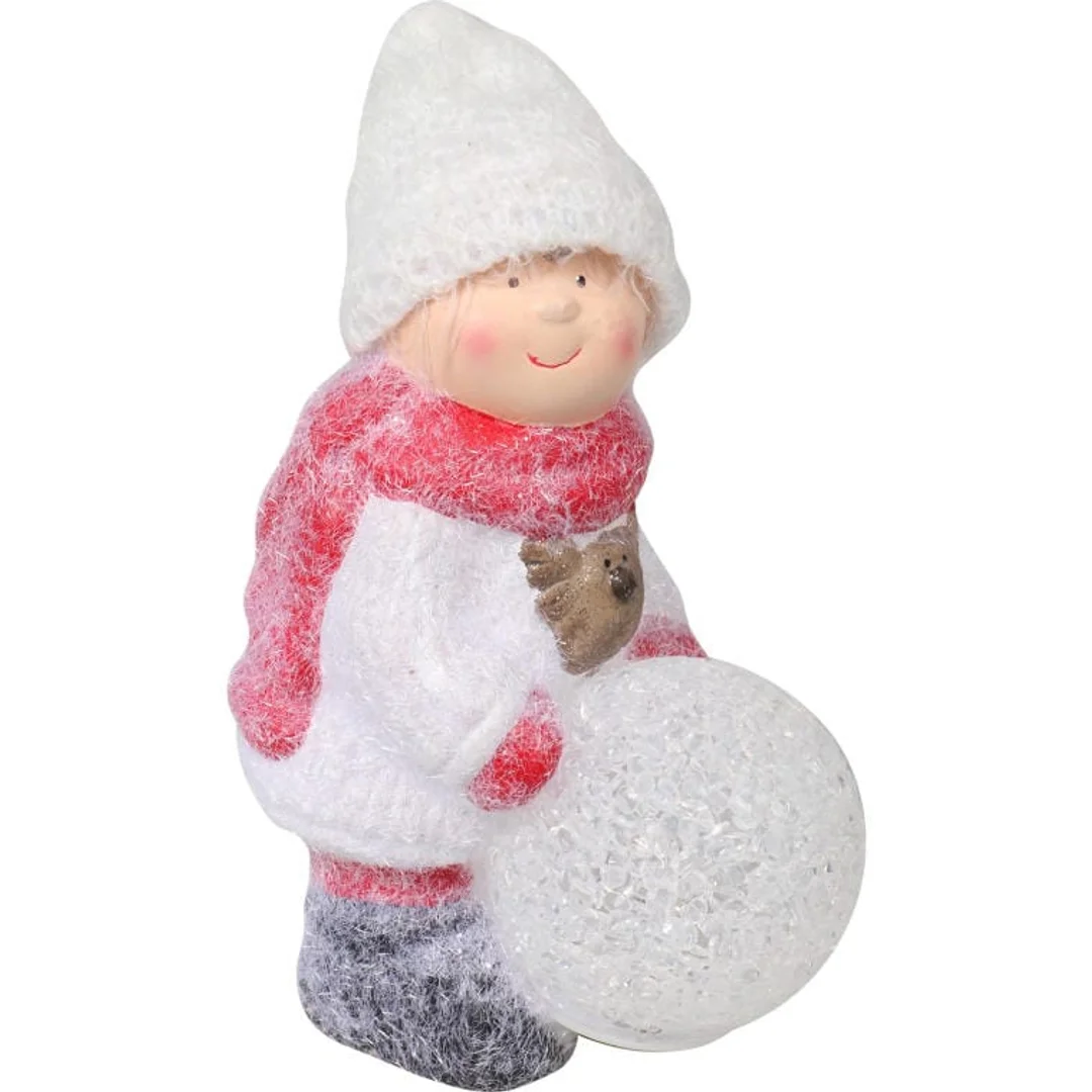 Figurka ceramiczna chłopiec z kulą na baterię 15,5 cm — zdjęcie 2