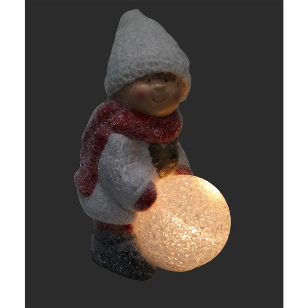 Figurka ceramiczna chłopiec z kulą na baterię 15,5 cm — zdjęcie 3