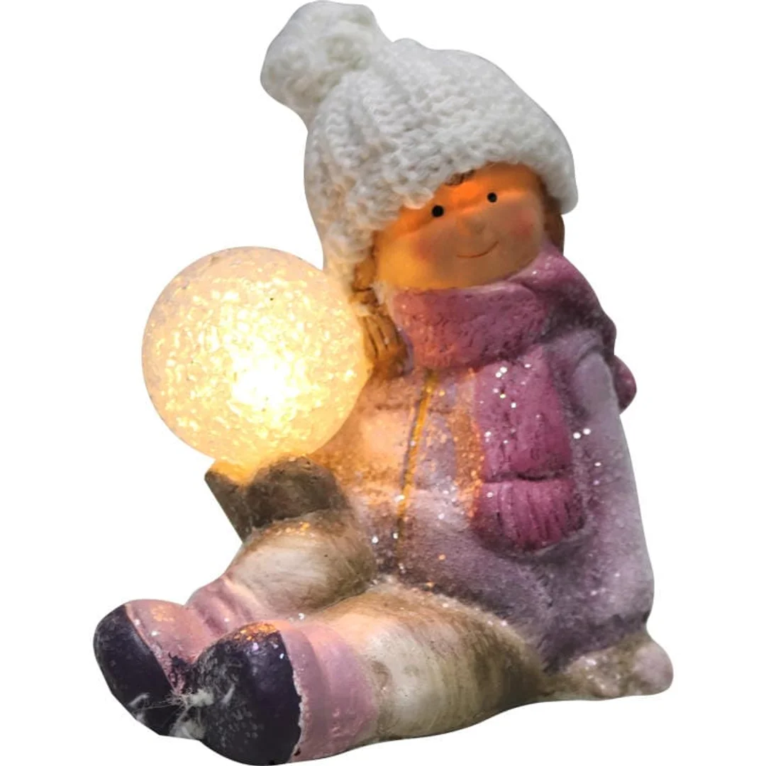Figurka ceramiczna dziewczynka z kulą na baterię 17 cm — zdjęcie 2