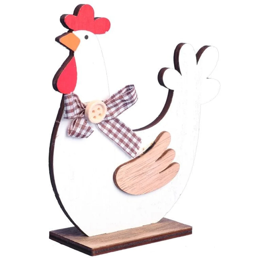 FIGURKA dekoracyjna 13 cm ozdoba KURA drewno — zdjęcie 2