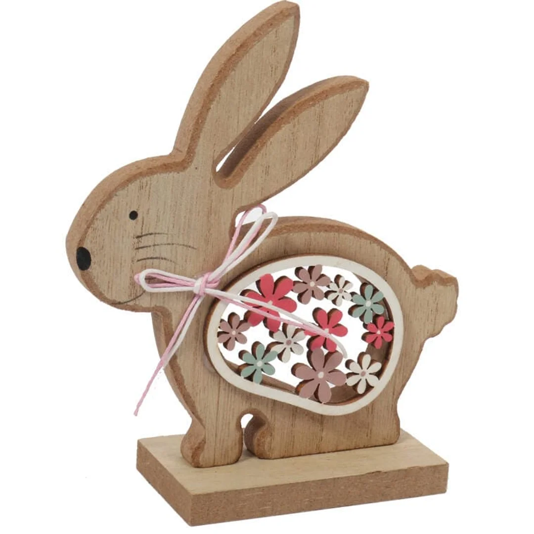 FIGURKA dekoracyjna 13cm ozdoba ZAJĄC drewno — zdjęcie 2