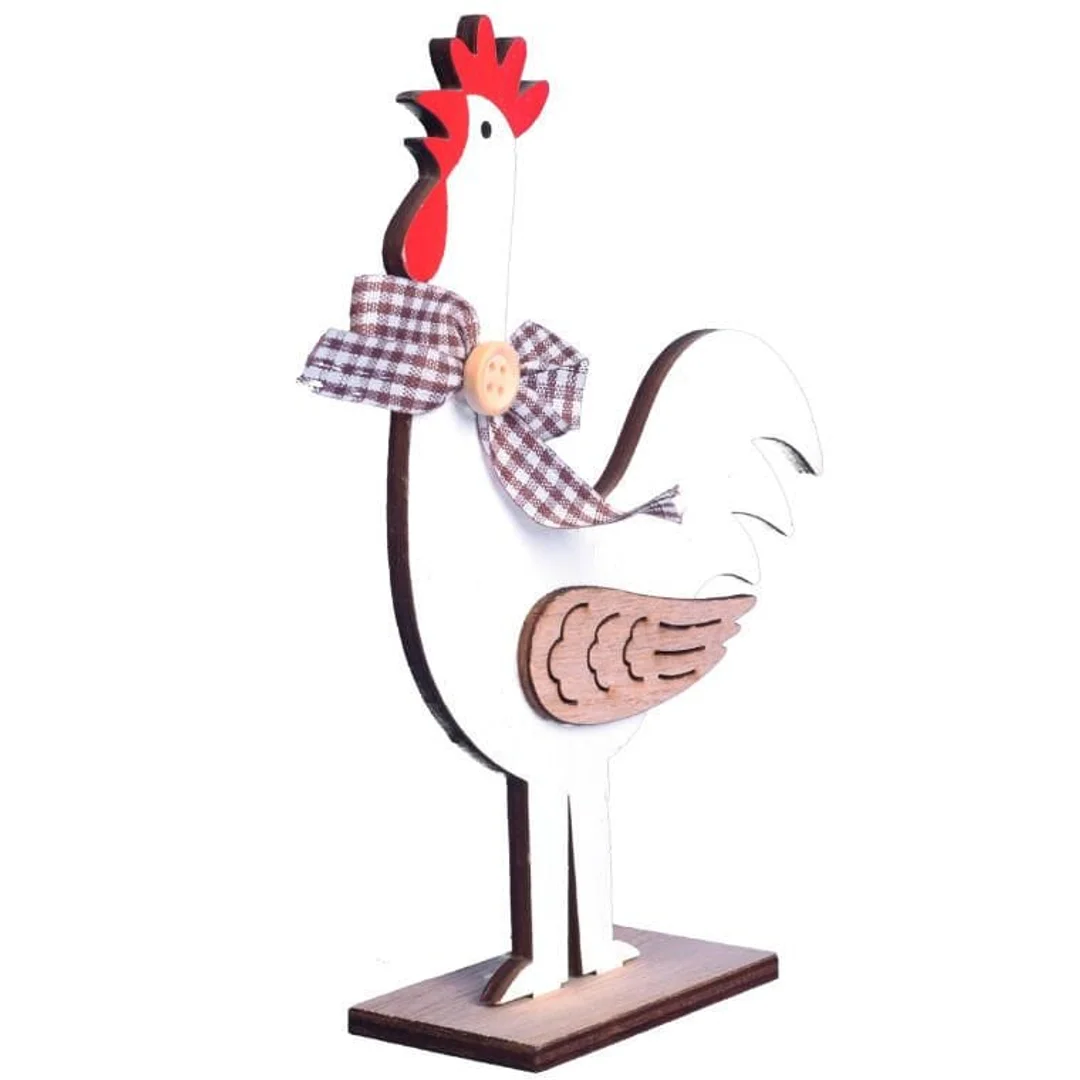 FIGURKA dekoracyjna 16.5 cm ozdoba KOGUT drewno — zdjęcie 2