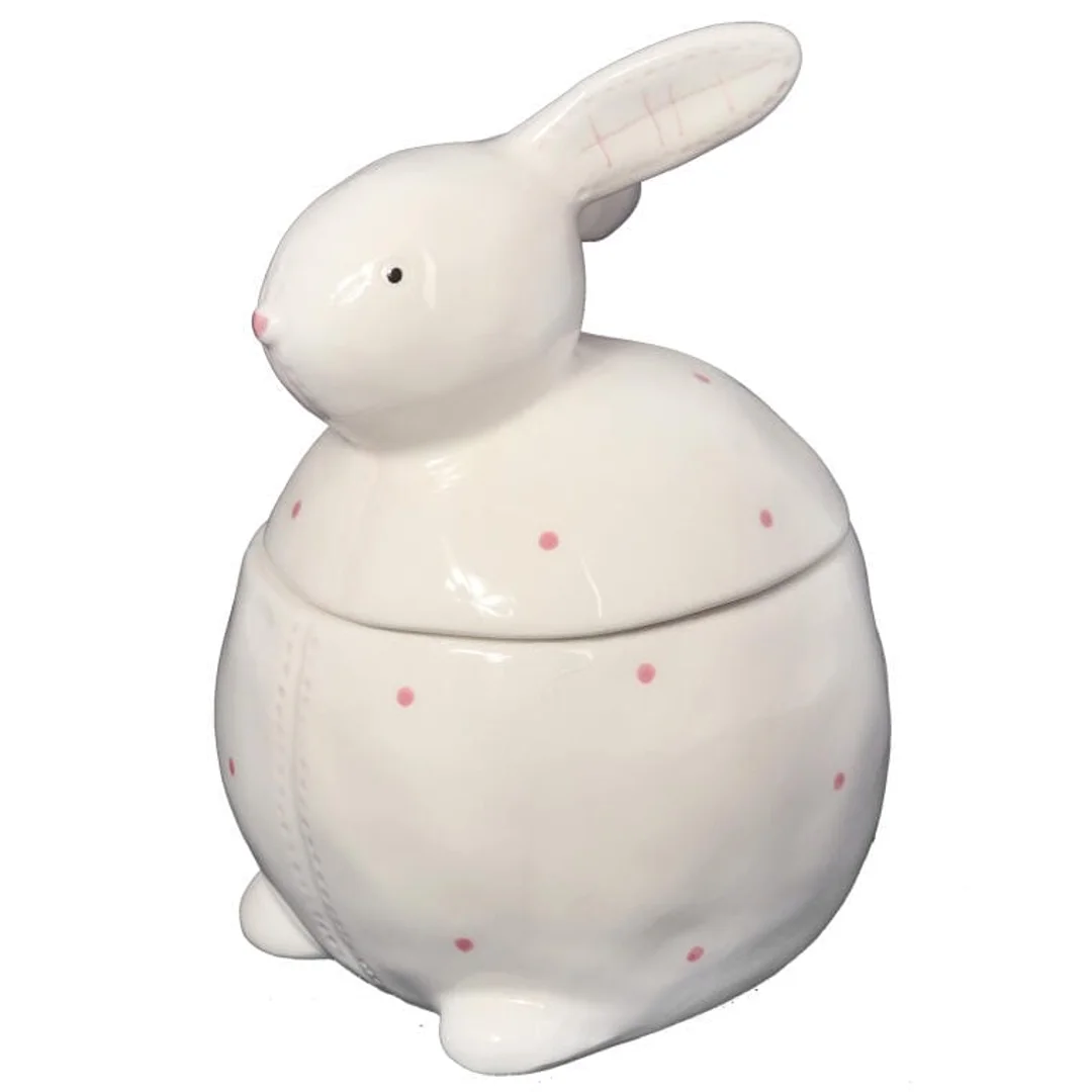 Figurka Wielkanocna - Ceramiczny Pojemnik w Kształcie Zająca, Biały, 20cm — zdjęcie 2