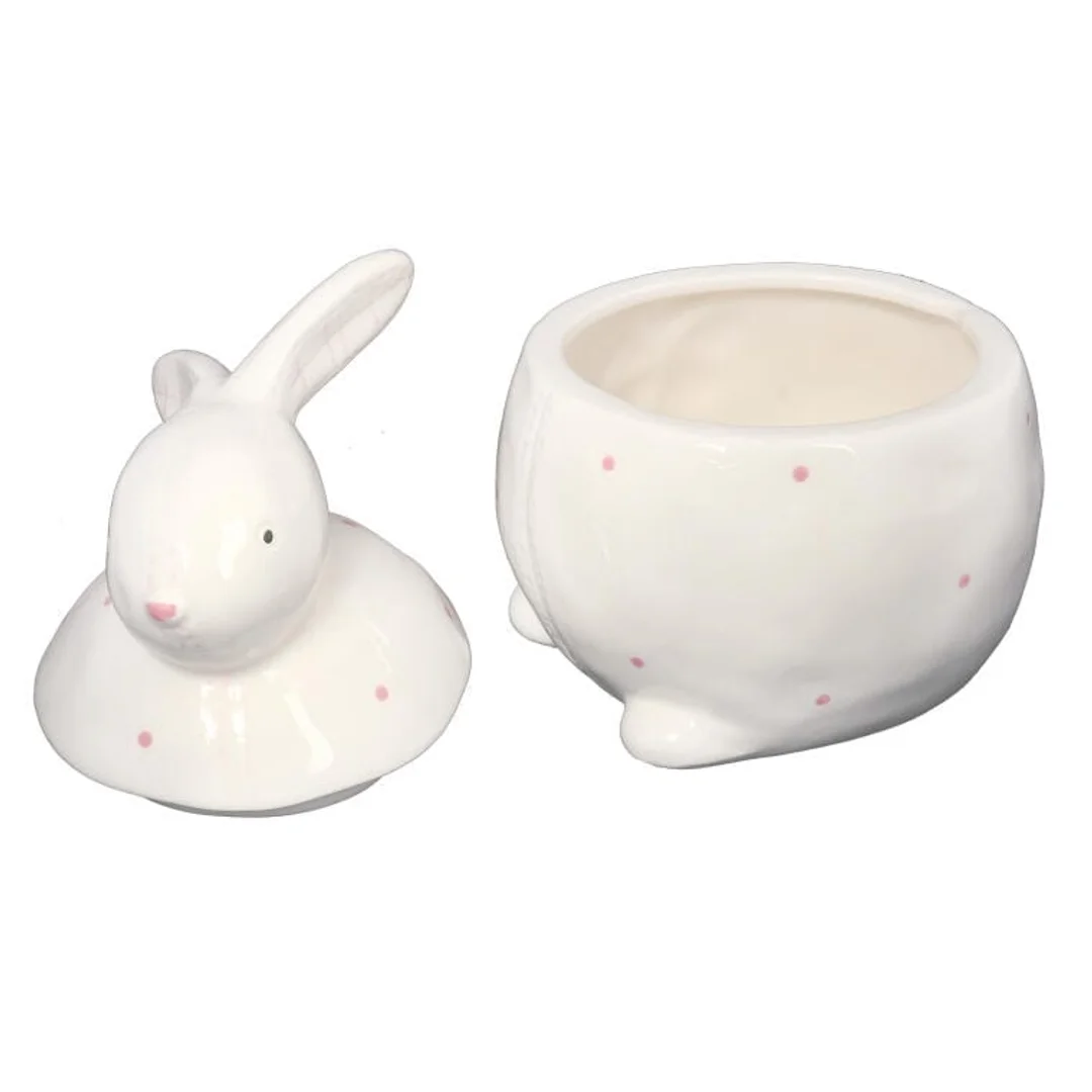 Figurka Wielkanocna - Ceramiczny Pojemnik w Kształcie Zająca, Biały, 20cm — zdjęcie 3