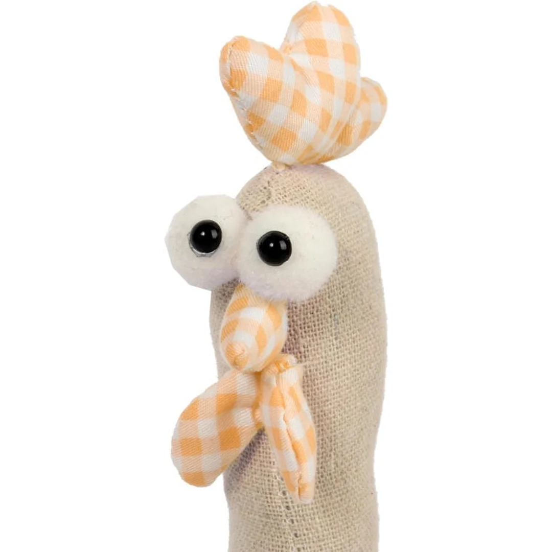 Figurka Wielkanocna Stojący Kogut 25cm, Pomarańczowy z Biało-Różową Kratką — zdjęcie 2