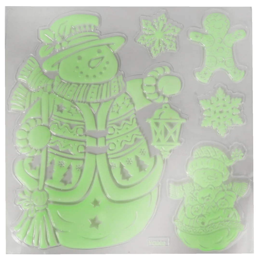 Fluorescencyjne Naklejki na Okno z Motywem Bałwana Świecące Nocą – 40×30 cm — zdjęcie 3