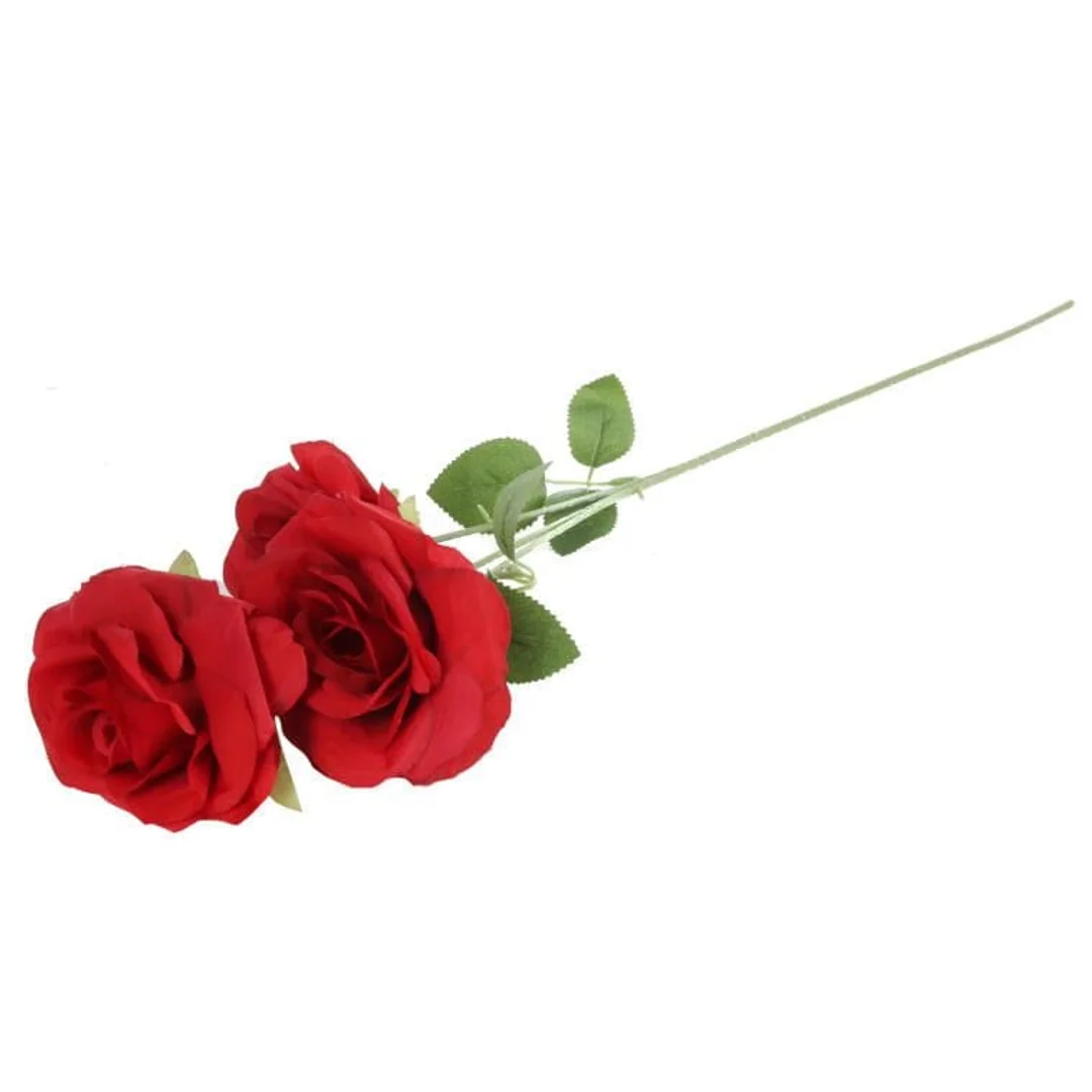 GAŁĄZKA 3 ROZWINIĘTYCH RÓŻ 68 cm KOLOR CZERWONY — zdjęcie 3