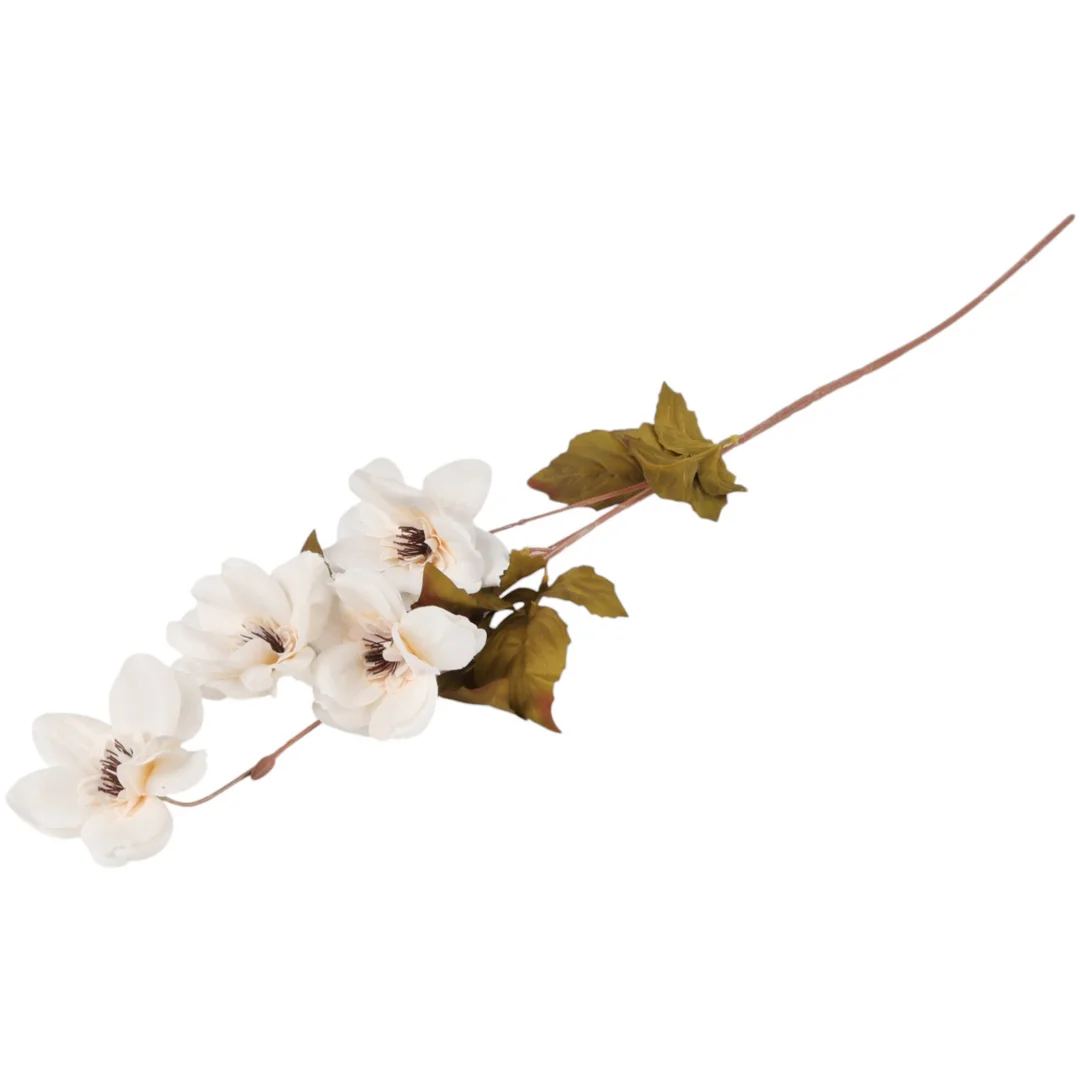 GAŁĄZKA 4 JESIENNYCH KWIATÓW do wazonu białe ANEMONY 90 cm — zdjęcie 4