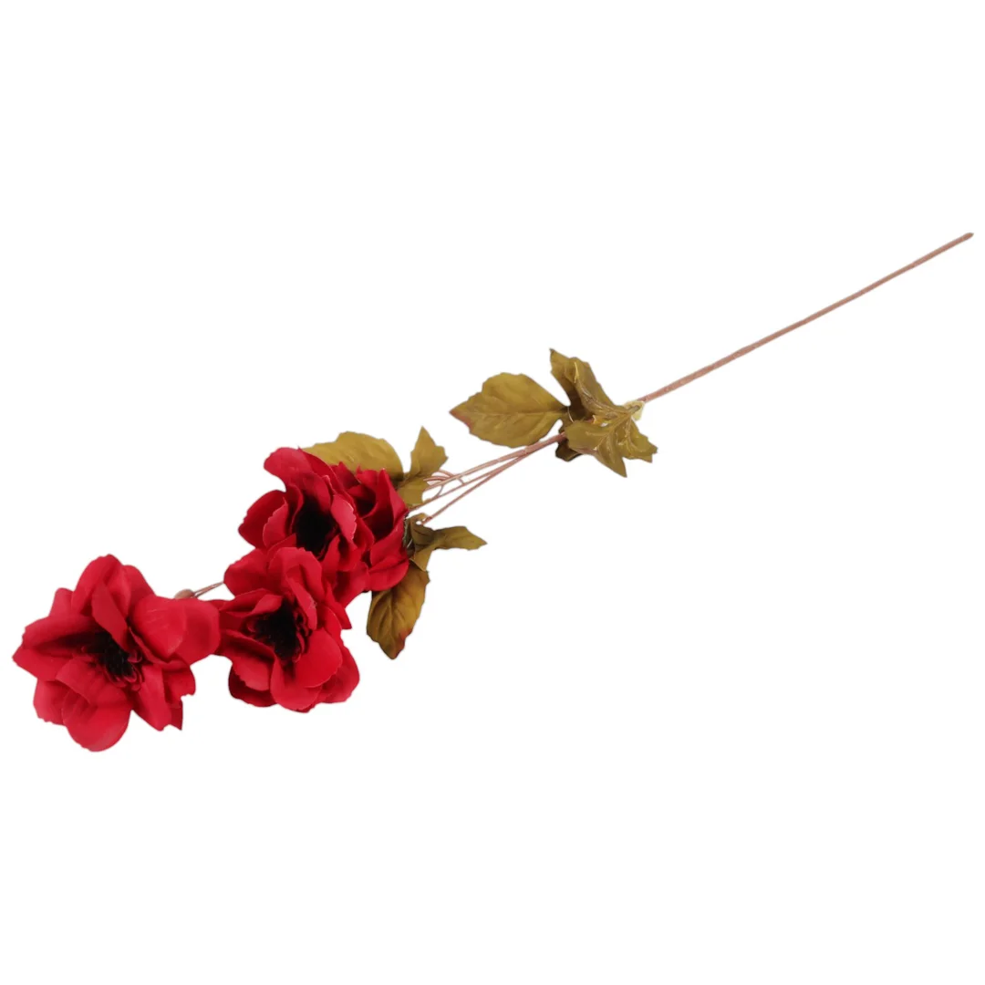 GAŁĄZKA 4 JESIENNYCH KWIATÓW do wazonu czerwone ANEMONY 90 cm — zdjęcie 4