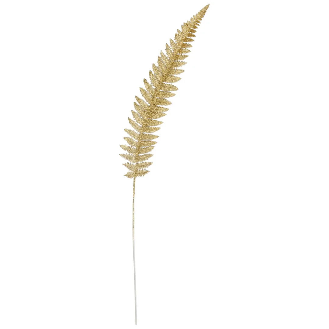GAŁĄZKA BROKATOWA PAPROĆ 100 CM ZŁOTA — zdjęcie 2