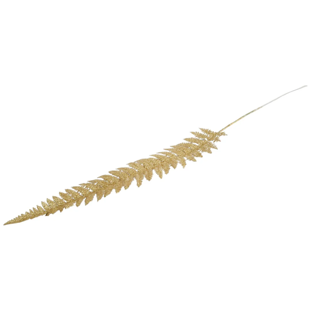 GAŁĄZKA BROKATOWA PAPROĆ 100 CM ZŁOTA — zdjęcie 4