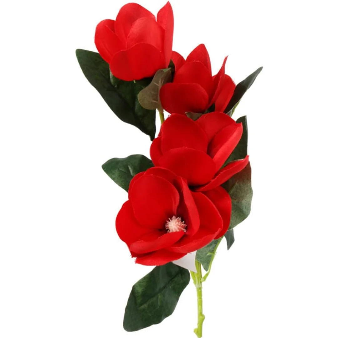 Gałązka Dekoracyjna z 5 Czerwonych Magnolii Wyglądających Jak Żywe, 45 cm — zdjęcie 2