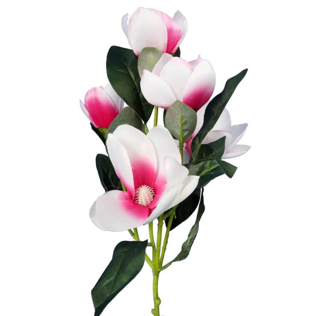Gałązka Dekoracyjna z 5 Szlachetnymi Magnoliami w Jasnoróżowym Kolorze - 45 cm — zdjęcie 2