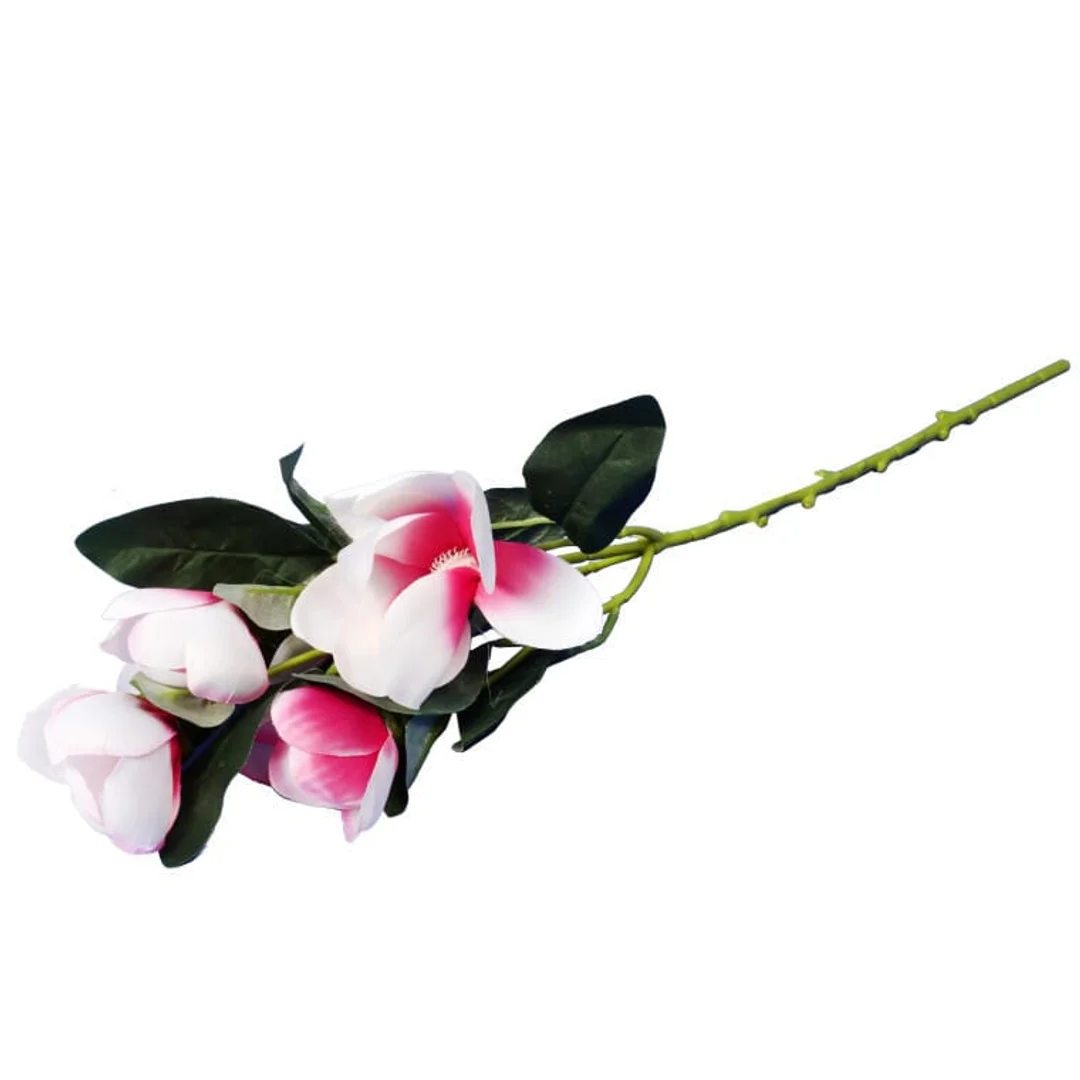 Gałązka Dekoracyjna z 5 Szlachetnymi Magnoliami w Jasnoróżowym Kolorze - 45 cm — zdjęcie 3
