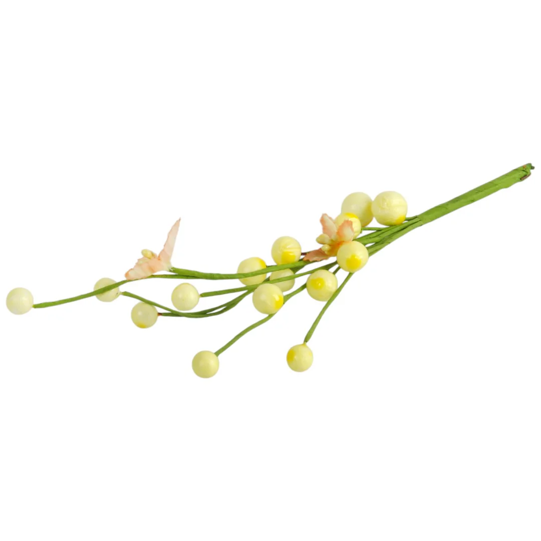 GAŁĄZKA DEKORACYJNA Z BIAŁYMI KULKAMI 25 CM — zdjęcie 4