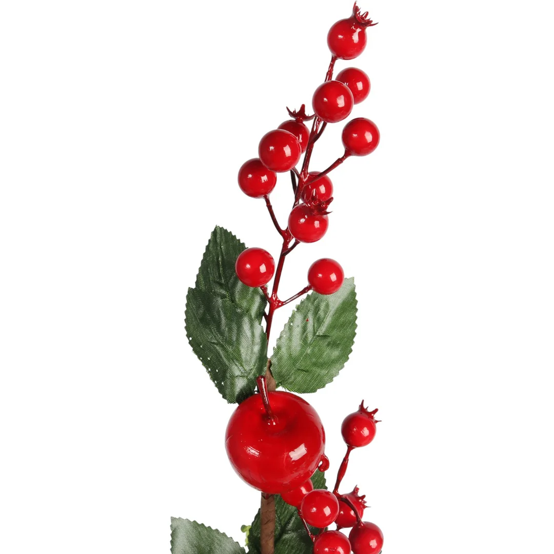 GAŁĄZKA JARZĘBINY Z JABŁKAMI I LIŚĆMI 72 CM czerwona — zdjęcie 3