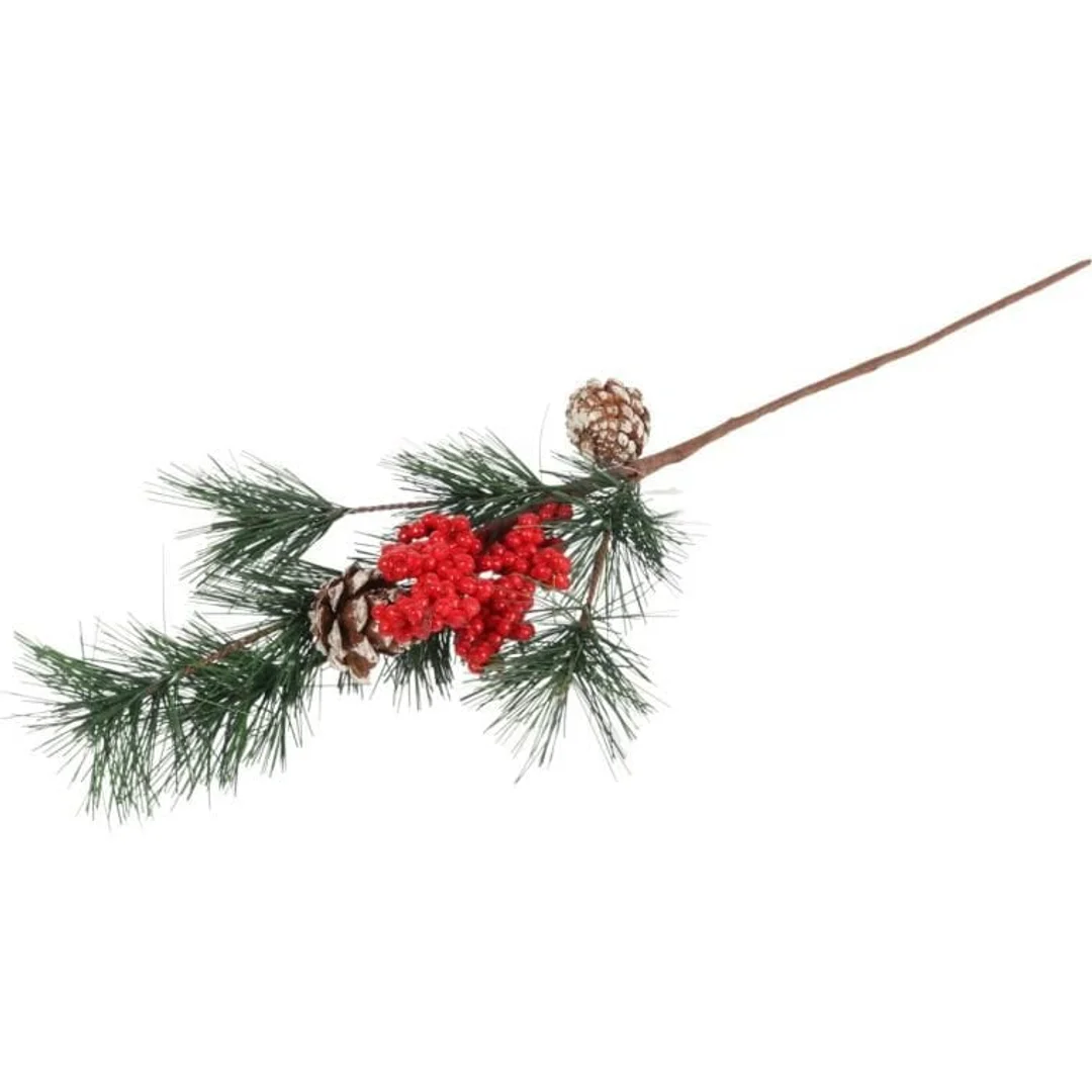 GAŁĄZKA MODRZEW z JARZĘBINĄ 57 CM czerwona — zdjęcie 3
