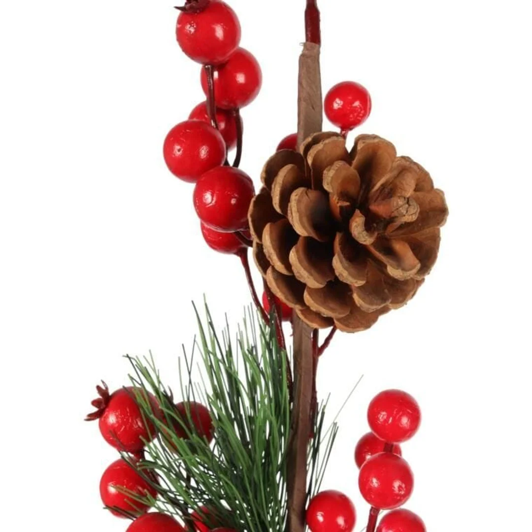GAŁĄZKA ŚWIERKOWA z JARZĘBINĄ 60 CM czerwona — zdjęcie 2
