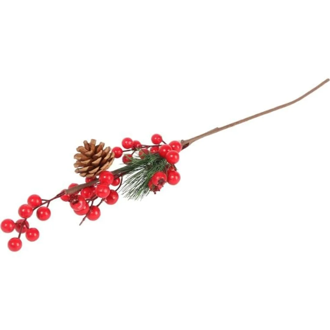 GAŁĄZKA ŚWIERKOWA z JARZĘBINĄ 60 CM czerwona — zdjęcie 3