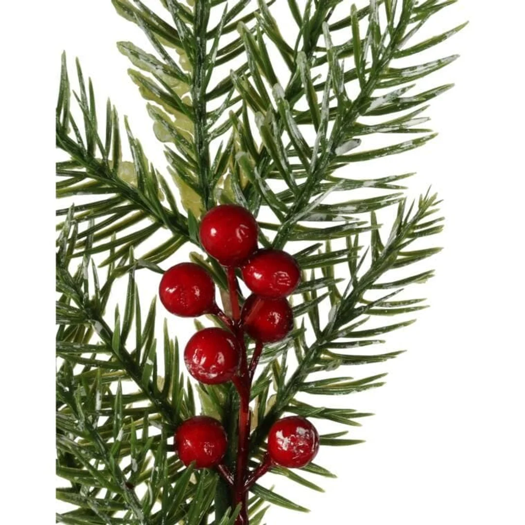 GAŁĄZKA ŚWIERKOWA z JARZĘBINĄ 63 CM czerwona — zdjęcie 2