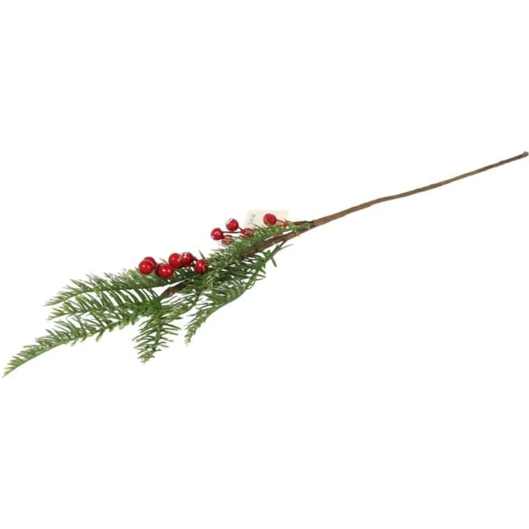 GAŁĄZKA ŚWIERKOWA z JARZĘBINĄ 63 CM czerwona — zdjęcie 3