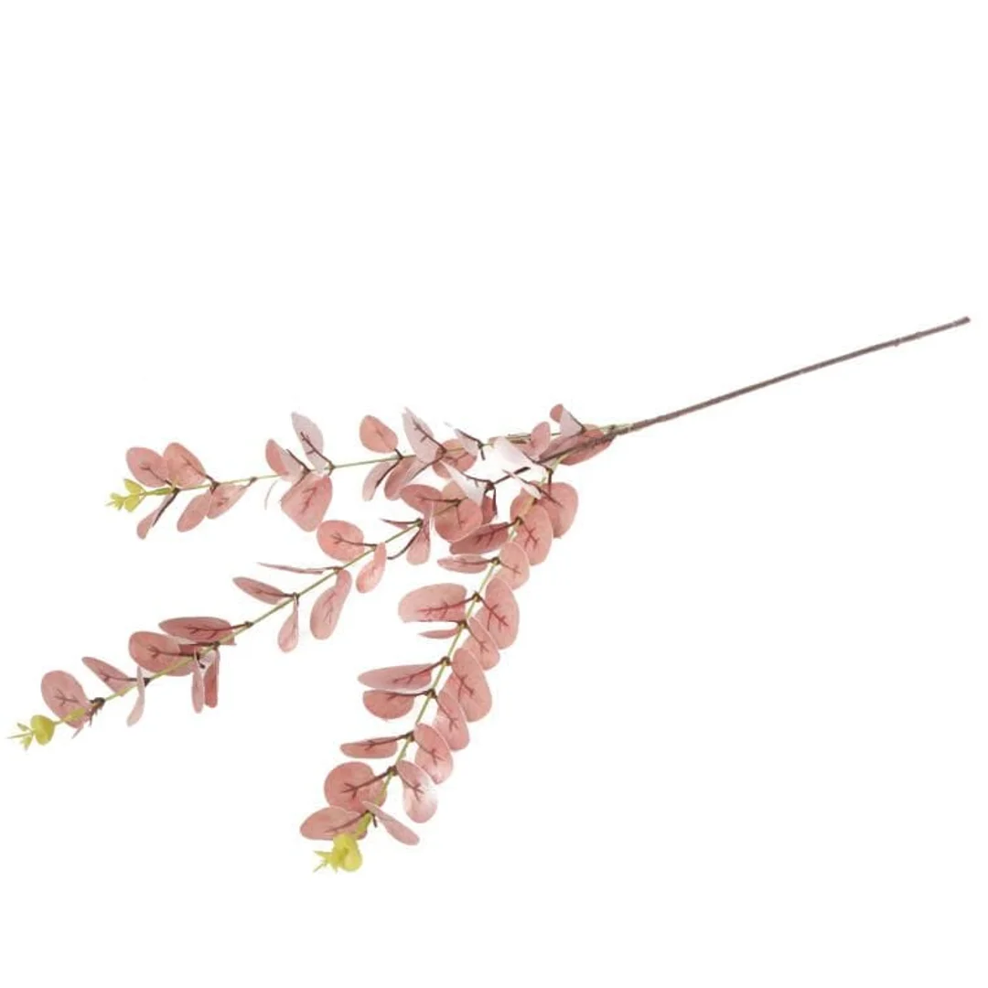 Gałązka Sztucznych Liści Eukaliptusa 80 cm różowa — zdjęcie 3