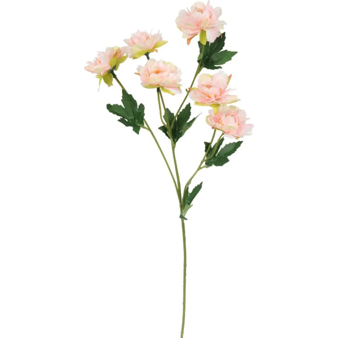 GAŁĄZKA SZTUCZNYCH MINI PIWONII W KOLORZE ŁOSOSIOWYM - 60 CM — zdjęcie 2