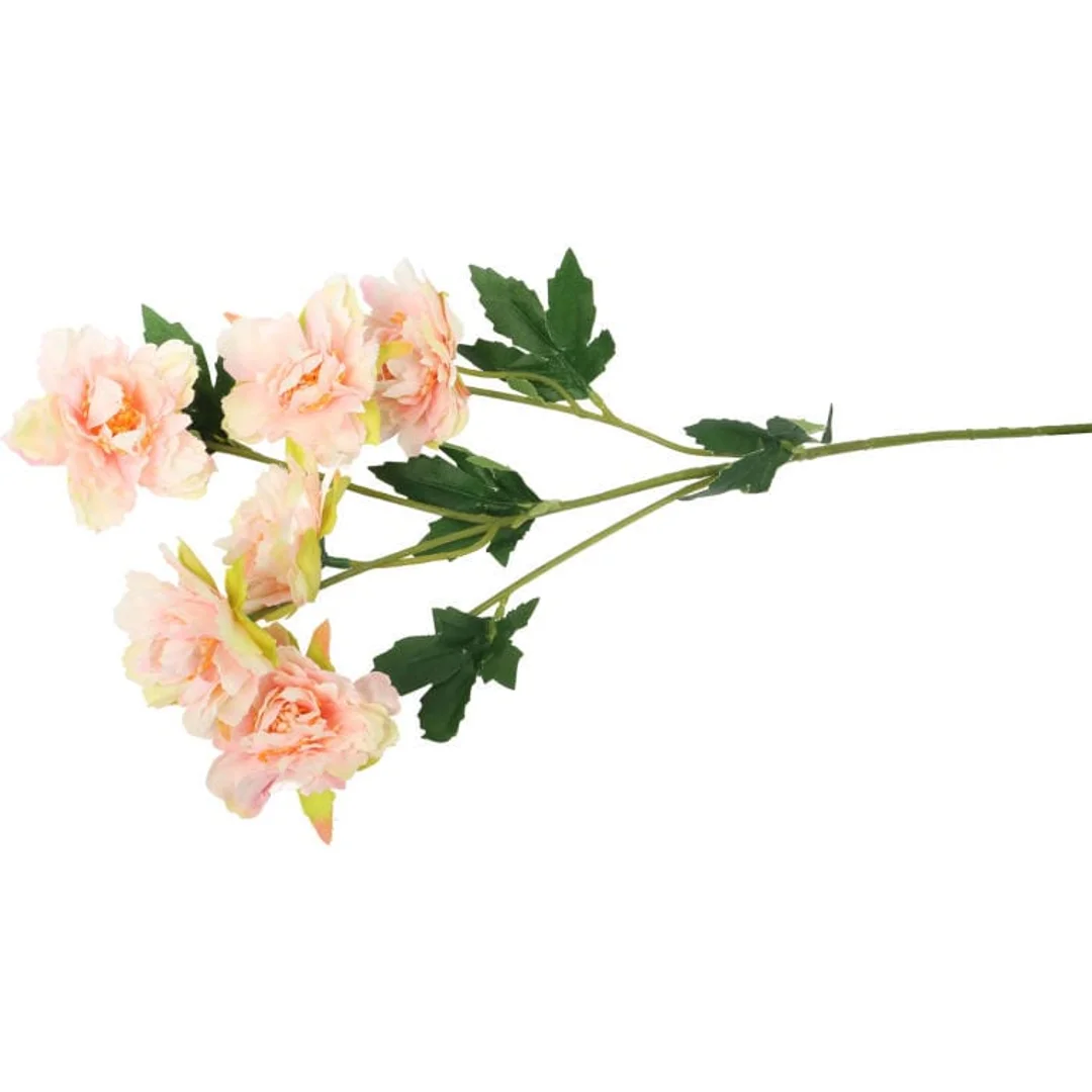 GAŁĄZKA SZTUCZNYCH MINI PIWONII W KOLORZE ŁOSOSIOWYM - 60 CM — zdjęcie 4