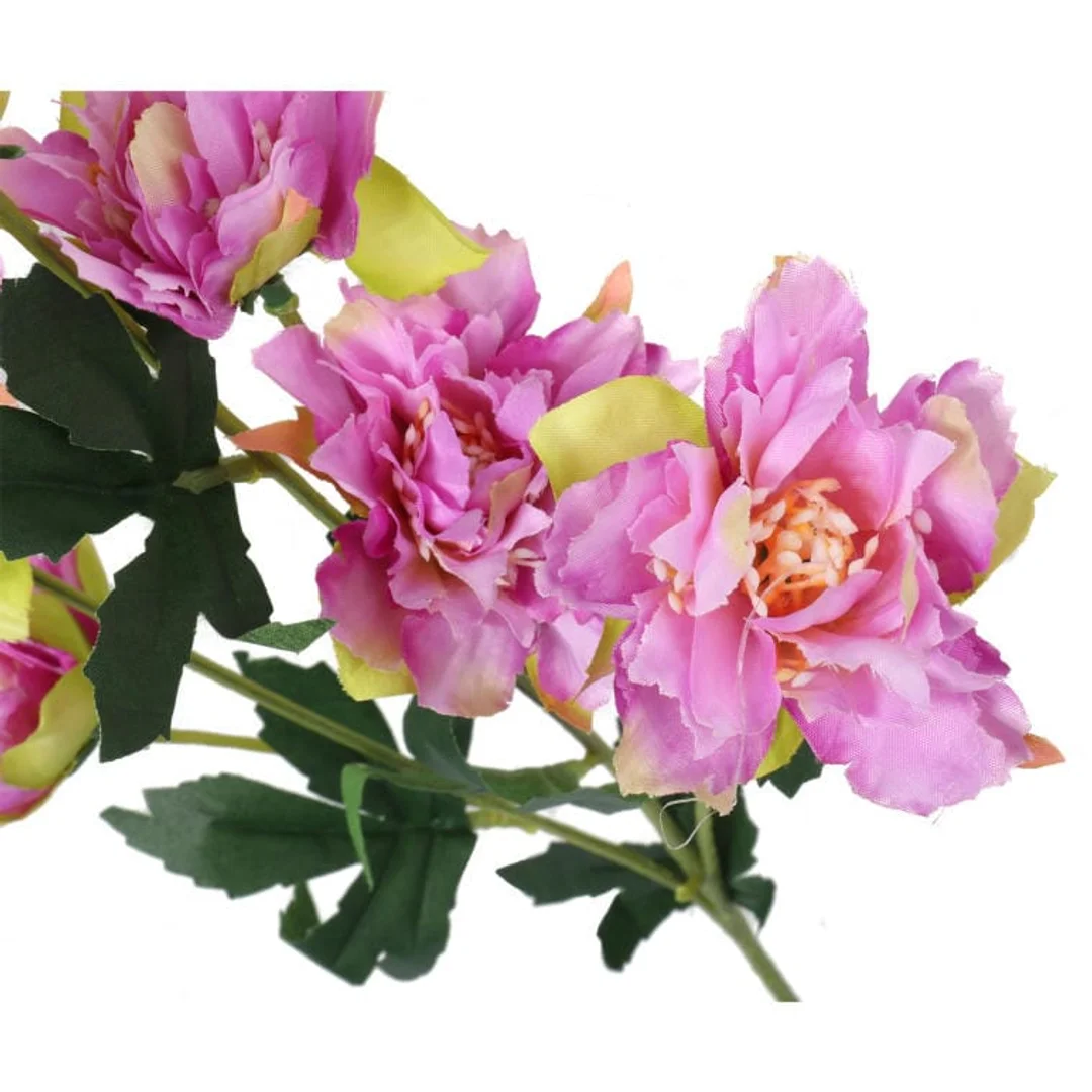 Gałązka z Sześcioma Mini Piwoniami Fioletowymi - Kwiat Sztuczny 60 cm — zdjęcie 3