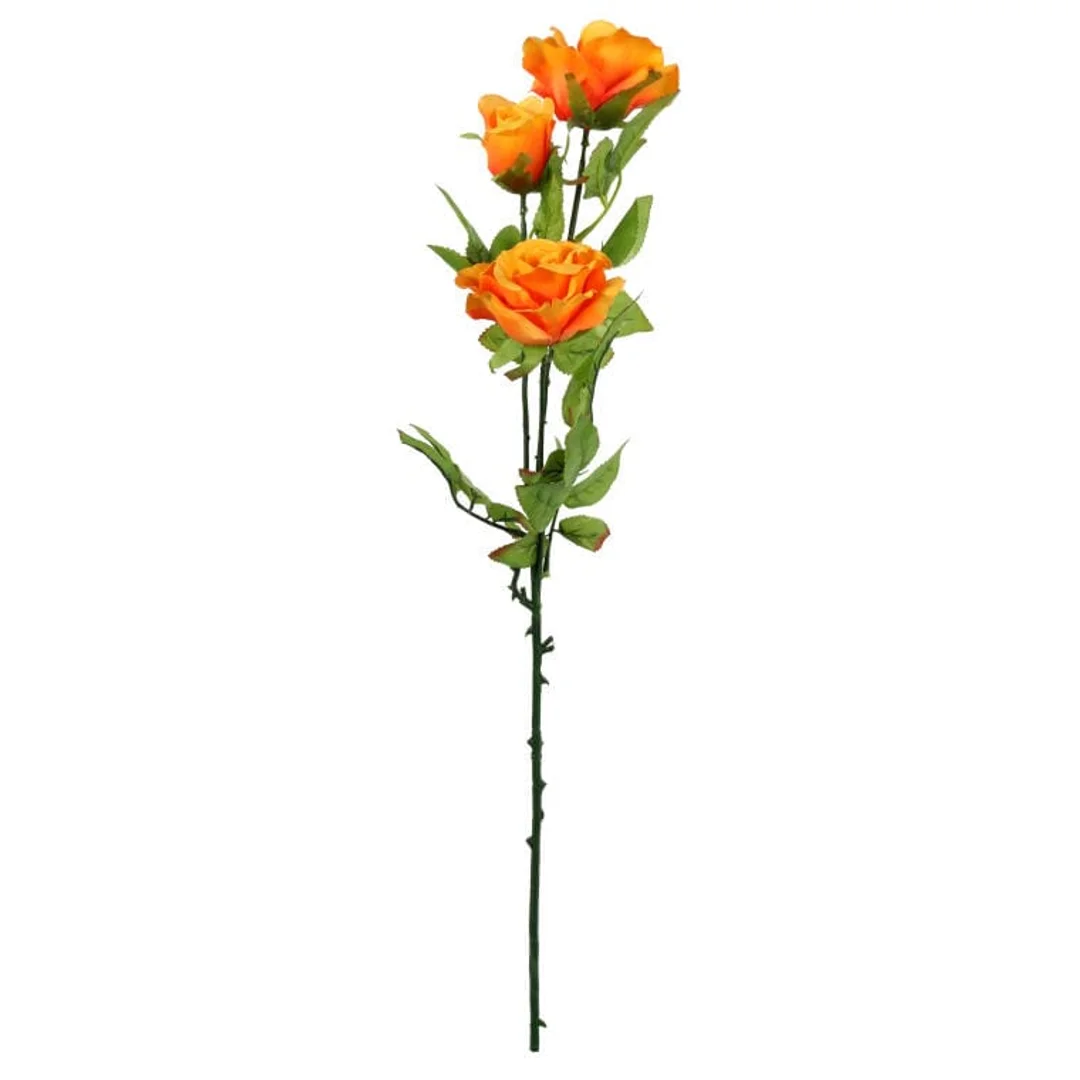 Gałązka z Trzema Sztucznymi Różami - Pomarańczowe, Realistyczne Dekoracje, 68 cm — zdjęcie 2