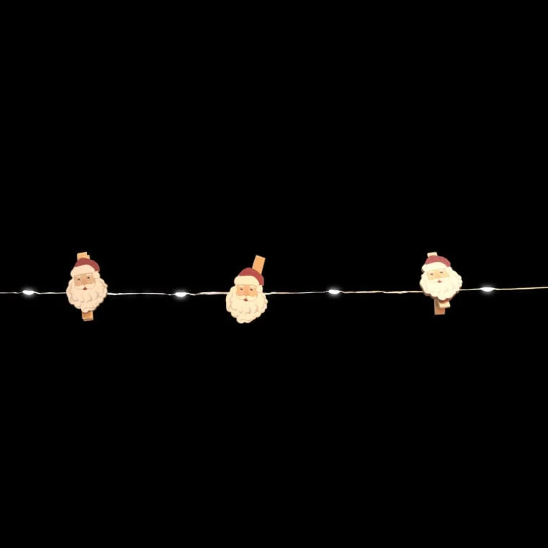 Girlanda Świąteczna z Klamerkami w Kształcie Mikołajów na Baterie z 20 LED — zdjęcie 3