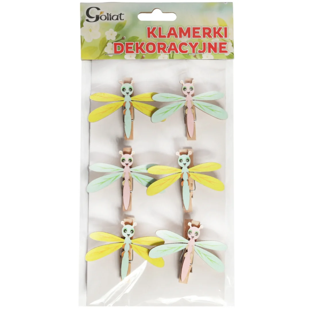 Klamerki drewniane spinacze mini z ważką 6 szt. — zdjęcie 2