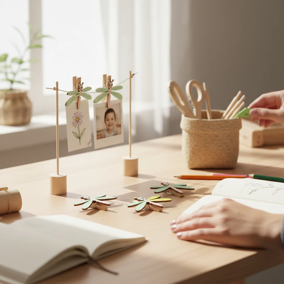 Klamerki drewniane spinacze mini z ważką 6 szt. — zdjęcie 6