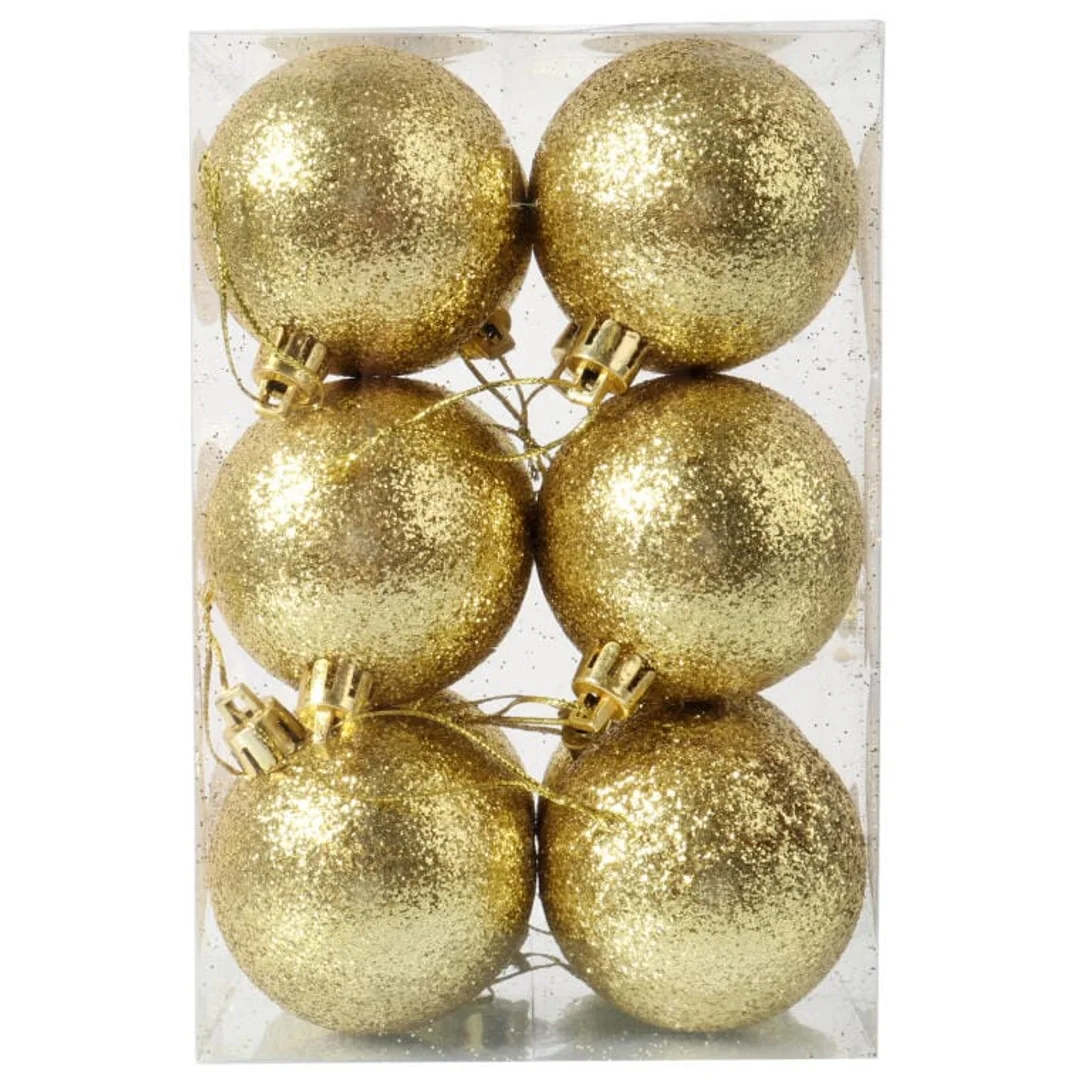 Komplet 12 Złotych Brokatowych Bombek Choinkowych, 6 cm — zdjęcie 4