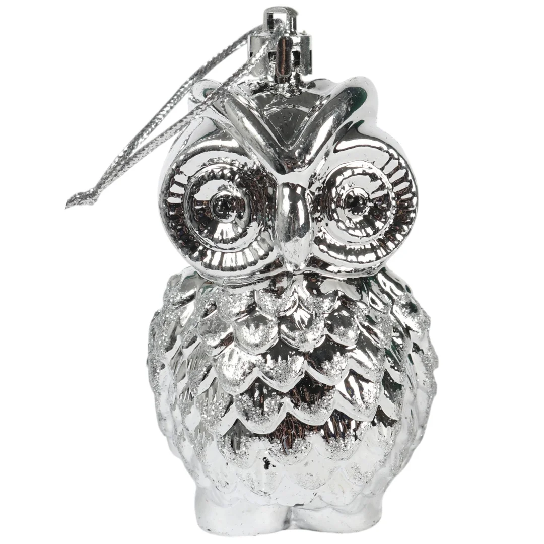KOMPLET 3 BOMBEK PLASTIKOWYCH- SOWY KOLOR srebrny — zdjęcie 4