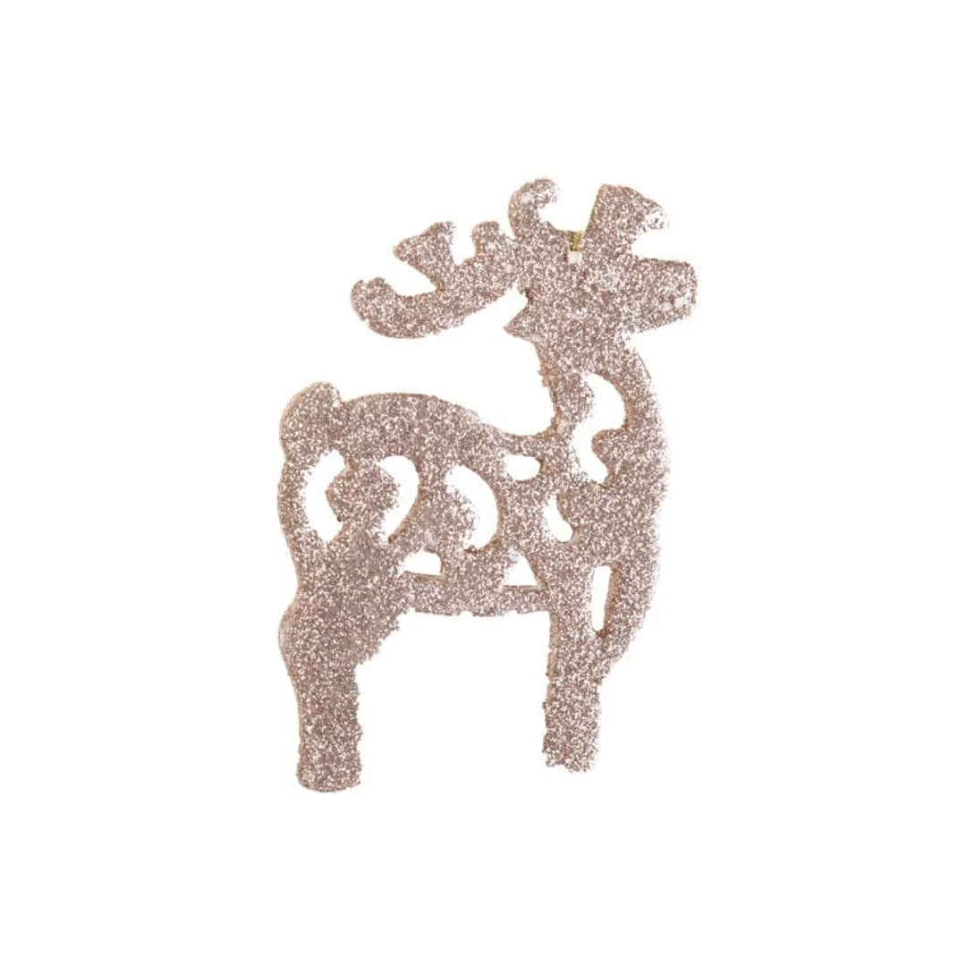 Komplet 3 Złotych, Brokatowych Zawieszek w Kształcie Reniferów, 12 cm — zdjęcie 3