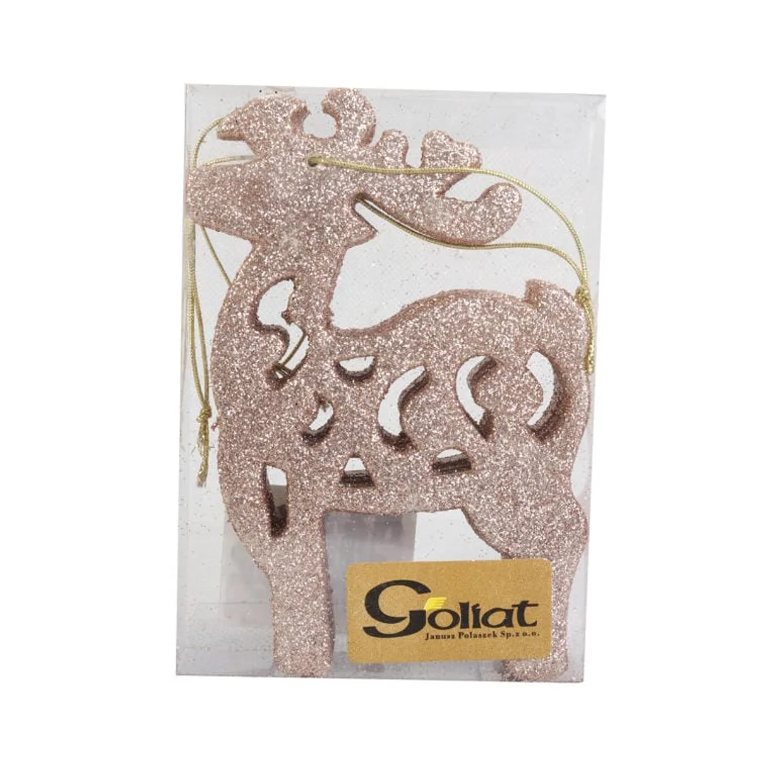 Komplet 3 Złotych, Brokatowych Zawieszek w Kształcie Reniferów, 12 cm — zdjęcie 4