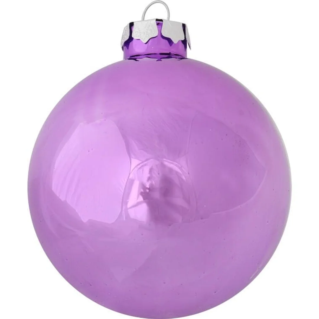 Komplet 4 Eleganckie Bombki Szklane 8cm w Kolorze Fioletowym - Dwie Matowe, Dwie Dekorowane — zdjęcie 5