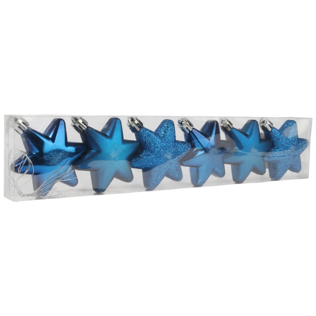 KOMPLET 6 BOMBEK PLASTIKOWYCH- GWIAZDKI 5.5 cm KOLOR NIEBIESKI — zdjęcie 3