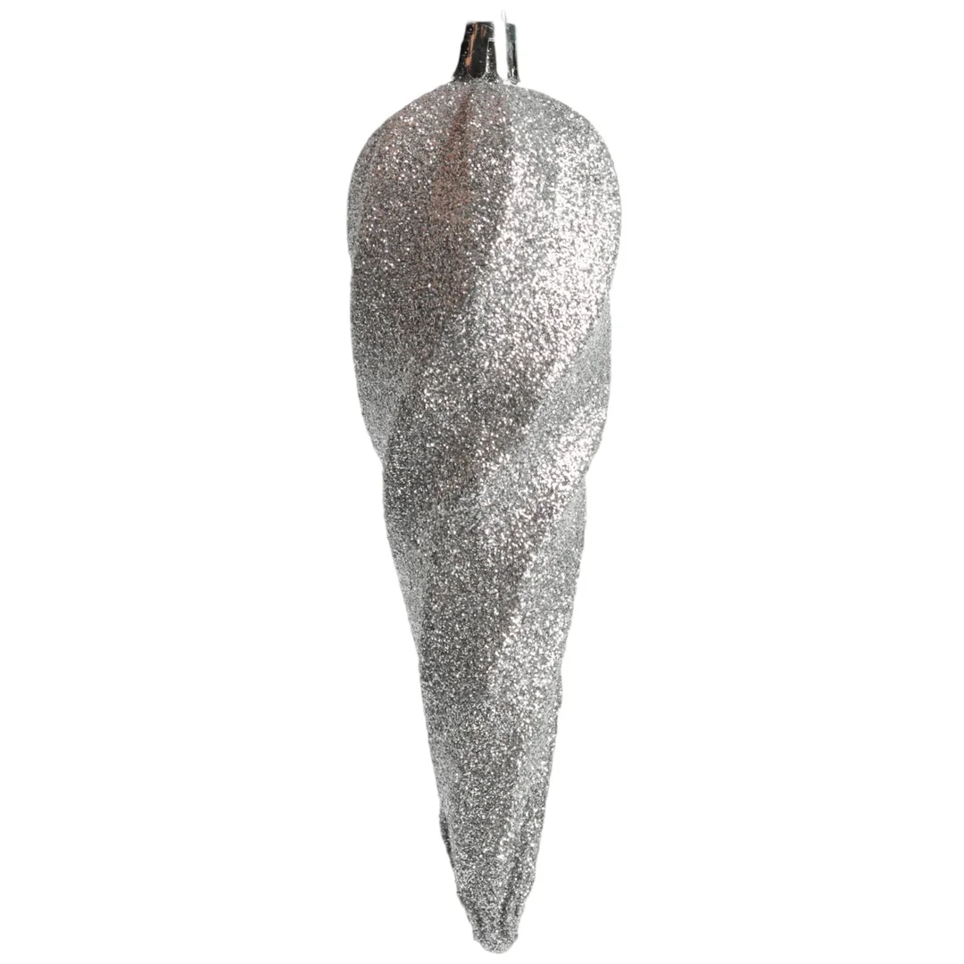 Komplet 6 bombek plastikowych SOPLE 14 cm SREBRNE — zdjęcie 5