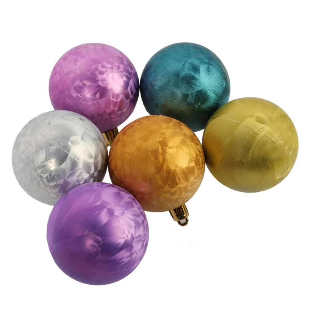 Komplet 6 Multikolorowych Bombek Plastikowych - Dekoracja Świąteczna 6 cm — zdjęcie 3