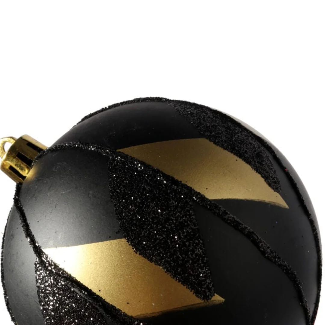 Komplet eleganckich bombek świątecznych Czarno-złote Luksusy, 3 szt., 8 cm — zdjęcie 3